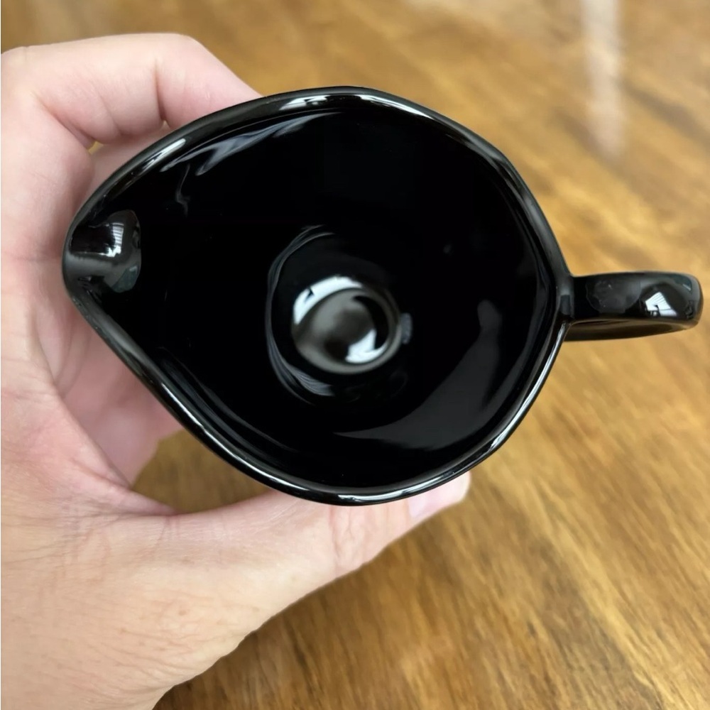 Vintage Elegant Fostoria FAIRFAX Ebony Glossy Black Glass Creamer Open Sugar - Picture 8 of 14